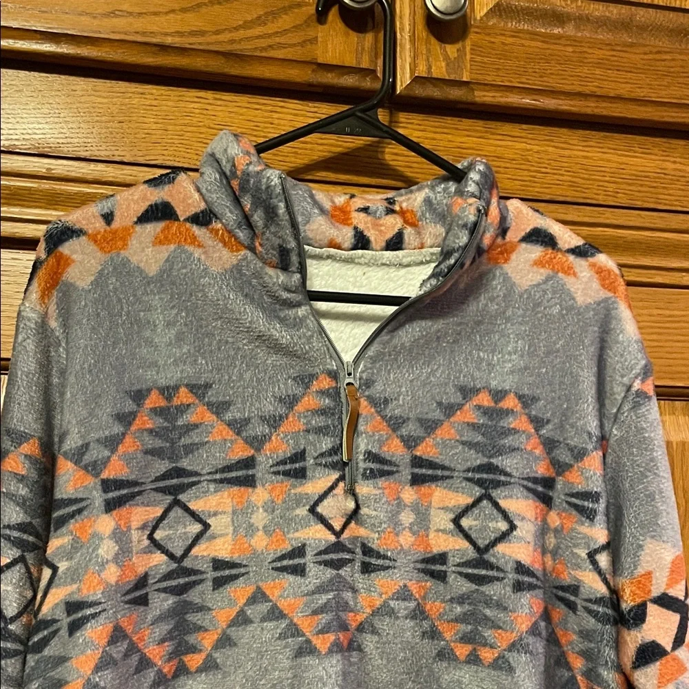 Aztec Pattern Quarter-Zip Pullover - Picture 2 of 3